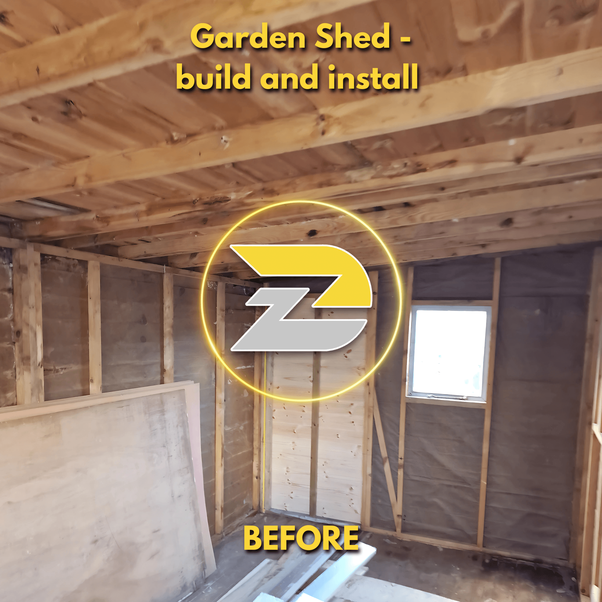 New garden shed build with custom lighting and electrical fittings in Colchester